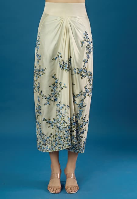 Buy Anamika Khanna Ivory Embroidery Square Neck, Printed Cape Skirt Set Online at Aza Fashions Buy_Anamika Khanna_Ivory Embroidery Square Neck, Printed Cape Skirt Set _Online_at_Aza_Fashions