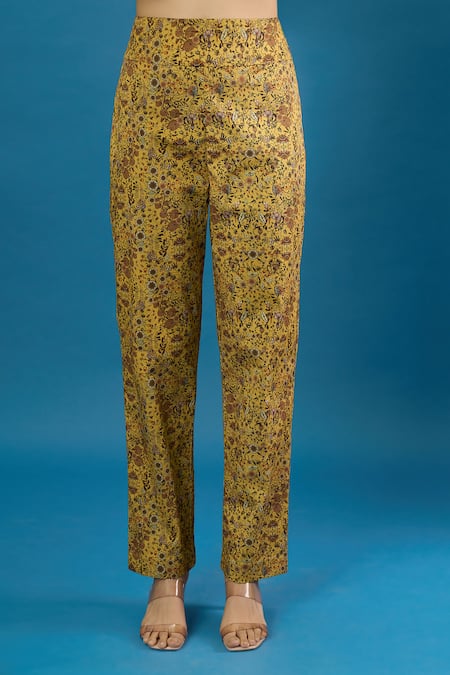 Anamika Khanna Yellow Sequins, Embroidery Round Neck Printed Kurta Set Online at Aza Fashions Anamika Khanna_Yellow Sequins, Embroidery Round Neck Printed Kurta Set _Online_at_Aza_Fashions