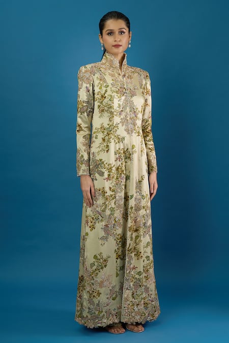 Anamika Khanna Beige Sequins, Embroidery Printed Coat And Pant Set Online at Aza Fashions Anamika Khanna_Beige Sequins, Embroidery Printed Coat And Pant Set _Online_at_Aza_Fashions