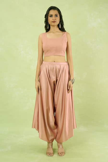 Buy Prisho Pink Embroidery Round Neck Kaftan Pant Set Buy_Prisho_Pink Embroidery Round Neck Kaftan Pant Set