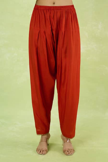 Sheetal Batra_Orange Embroidery, Zari V-neck Kaftan With Salwar _Online_at_Aza_Fashions