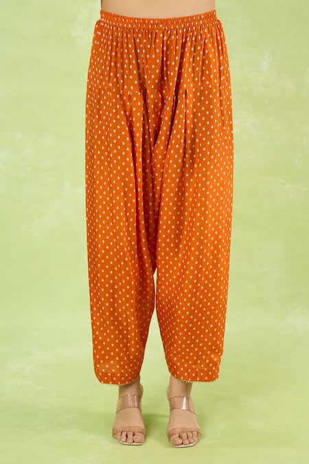 Shop_Sheetal Batra_Orange Embroidery, Zari V-neck Short Kurta With Salwar _Online_at_Aza_Fashions