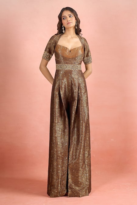 Tarun Tahiliani Floral Pattern Woven Jumpsuit 