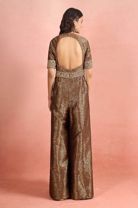Tarun Tahiliani Floral Pattern Woven Jumpsuit 