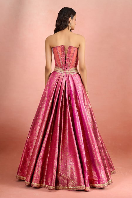 Tarun Tahiliani Floral Woven Pattern Lehenga Corset Set 