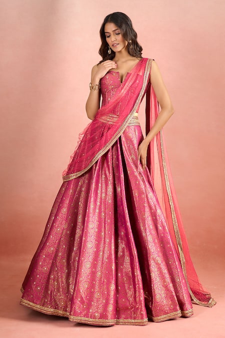 Tarun Tahiliani Floral Woven Pattern Lehenga Corset Set 