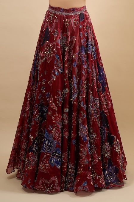 Buy Mahima Mahajan Red Sequins, Beads, Metallic Thread, Embroidery, Zari Square Floral Lehenga Set Online at Aza Fashions Buy_Mahima Mahajan_Red Sequins, Beads, Metallic Thread, Embroidery, Zari Square Floral Lehenga Set_Online_at_Aza_Fashions