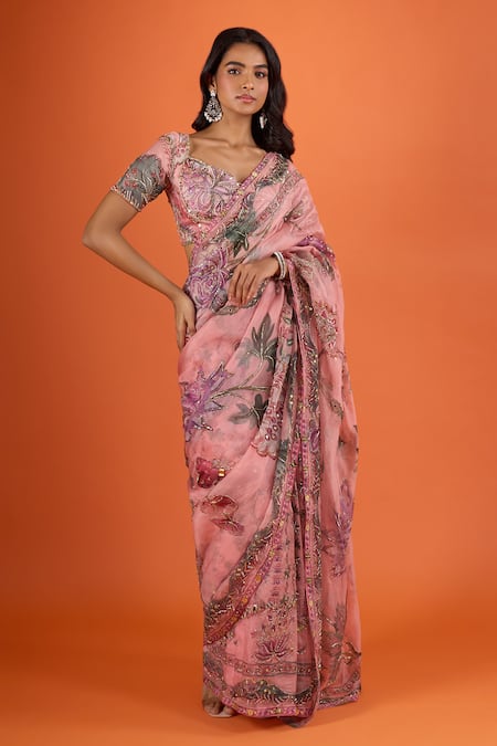 Mahima Mahajan Floral Print Saree With Blouse 