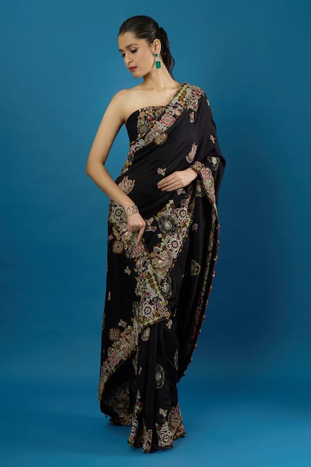Buy Anamika Khanna Black Embroidery, Sequins Saree With Unstitched Blouse Piece Online at Aza Fashions Buy_Anamika Khanna_Black Embroidery, Sequins Saree With Unstitched Blouse Piece _Online_at_Aza_Fashions