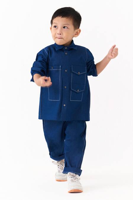 Three Denim Contrast Stitch Shirt