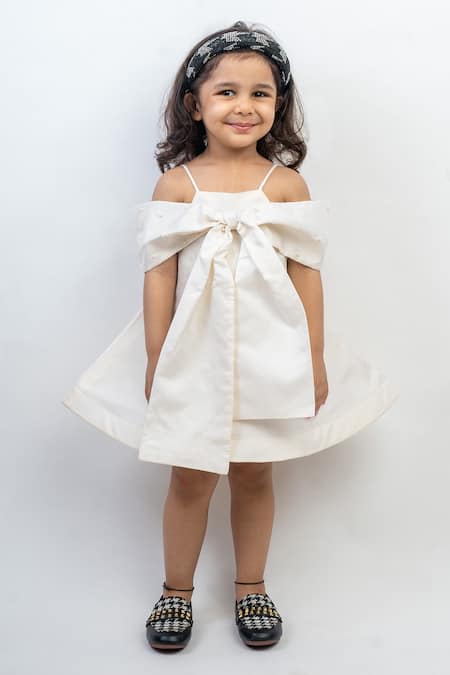 Lil Angels Off Shoulder Bow Detail Dress 