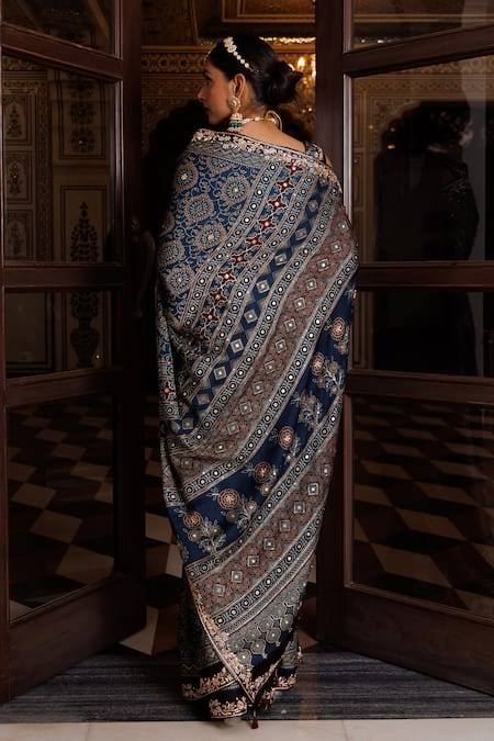 Geroo Jaipur Hand Block Print Saree With Unstitched Blouse Piece 