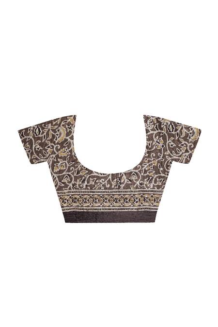 Buy_Geroo Jaipur_Brown Modal, Silk Sequins, Embroidery, Woven Saree With Unstitched Blouse Piece _Online_at_Aza_Fashions