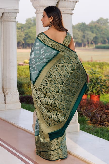 Geroo Jaipur Woven Saree With Unstitched Blouse Piece 