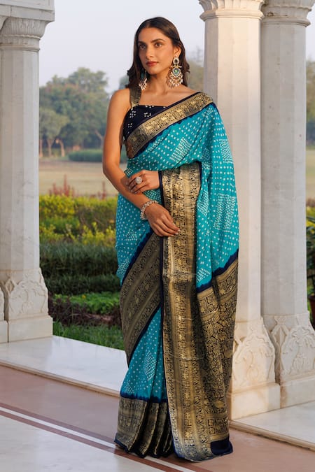 Geroo Jaipur Bandhani Woven Saree With Unstitched Blouse Piece 