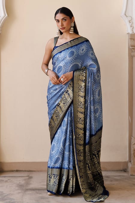 Geroo Jaipur Bandhani Pattern Saree With Unstitched Blouse Piece 