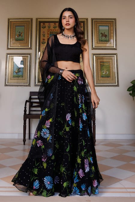 Geroo Jaipur Hand Painted Lehenga Set 