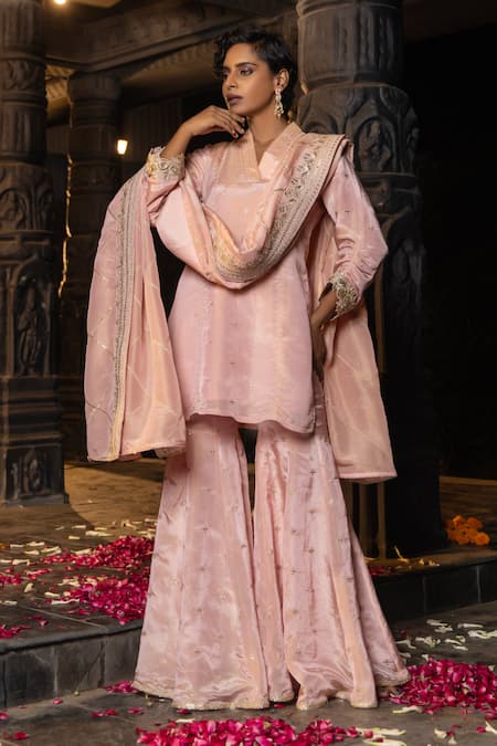 Monk & Mei By Sonia Anand Kashi Embroidered Kurta Sharara Set 