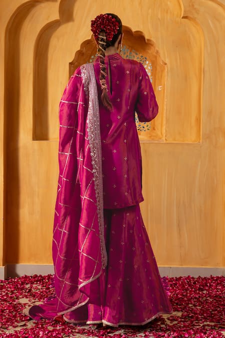 Monk & Mei By Sonia Anand Kashi Embroidered Kurta Sharara Set 
