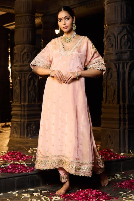 Monk & Mei By Sonia Anand Embellished Benarasi Silk Tissue Kurta & Salwar Set 
