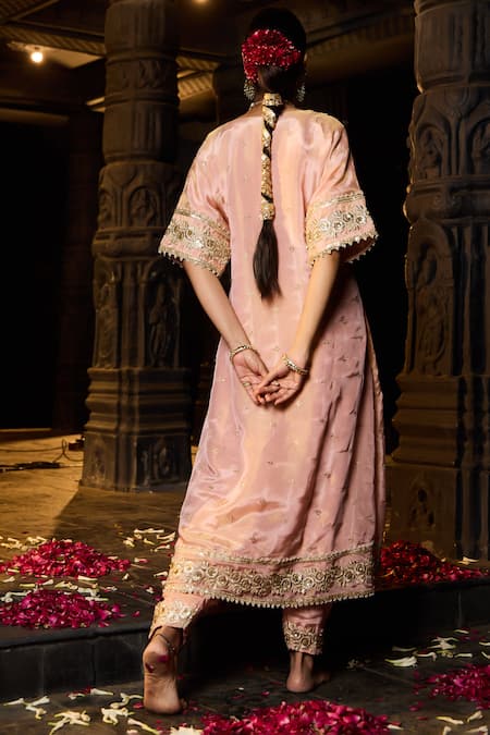 Monk & Mei By Sonia Anand Embellished Benarasi Silk Tissue Kurta & Salwar Set 