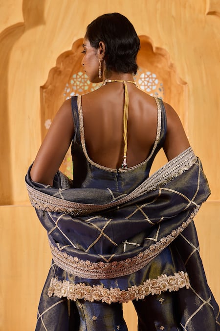 Monk & Mei By Sonia Anand Mihira Embellished Short Kurta Sharara Set 