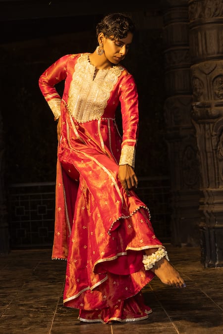 Monk & Mei By Sonia Anand Tulsi Embellished Kurta Sharara Set 