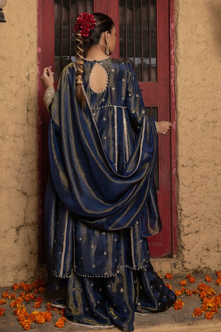 Monk & Mei By Sonia Anand Tulsi Embellished Kurta Sharara Set 