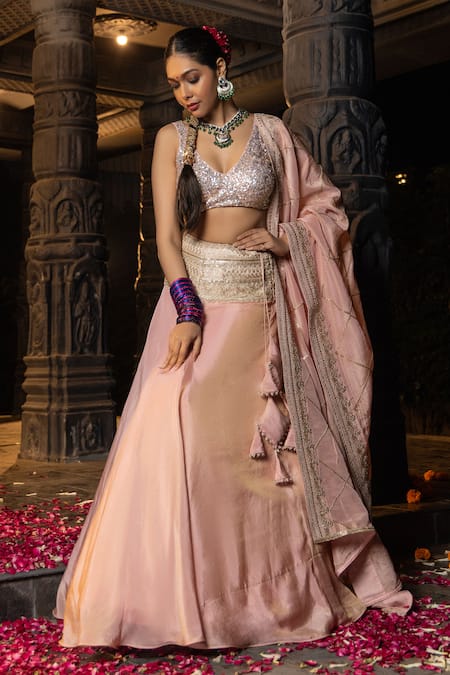 Monk & Mei By Sonia Anand Janaki Embroidered Blouse Lehenga Set 