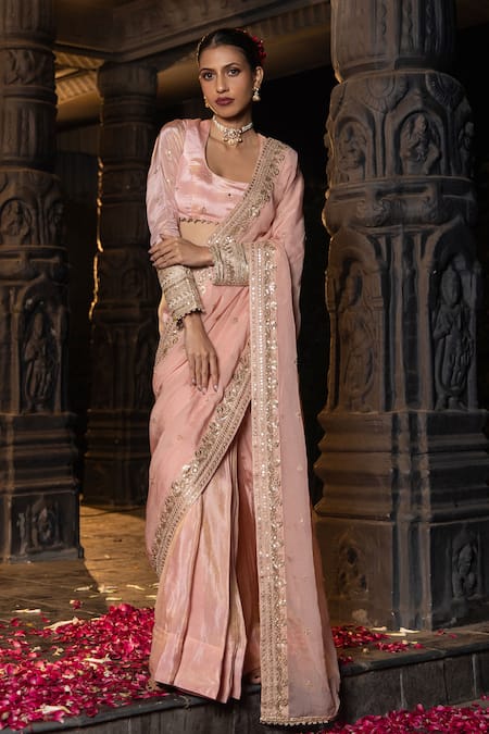 Monk & Mei By Sonia Anand Hansini Embellished Saree With Blouse 