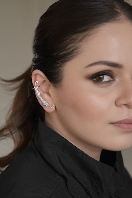 Anana Cubic Zirconia Panther Ear Cuff 