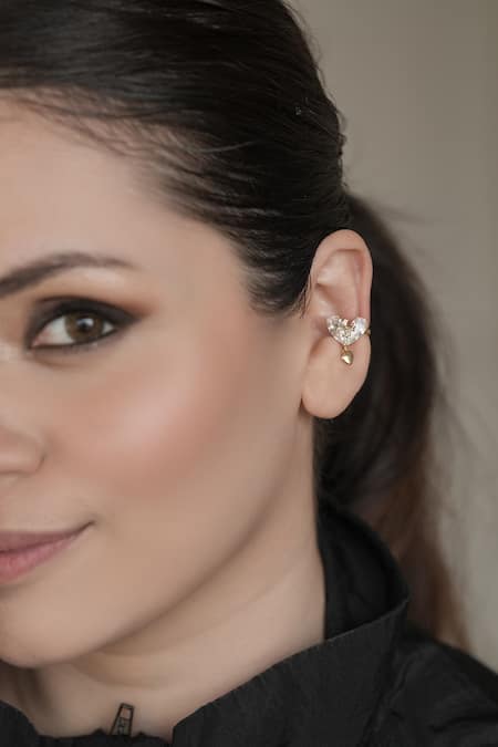 Anana Cubic Zirconia Heart Drop Ear Cuff 