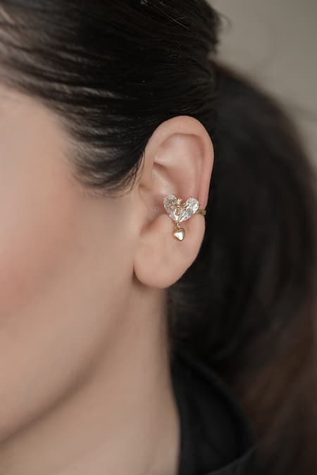 Anana Cubic Zirconia Heart Drop Ear Cuff 