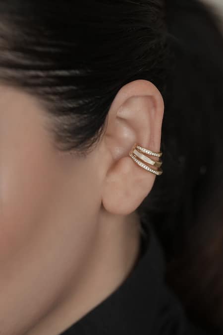 Anana Cubic Zirconia Triple Band Ear Cuff 