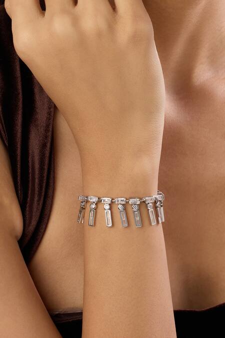 Shop Isharya Silver Plated Crystals Theodora Charm Bracelet Online at Aza Fashions Shop_Isharya_Silver Plated Crystals Theodora Charm Bracelet _Online_at_Aza_Fashions