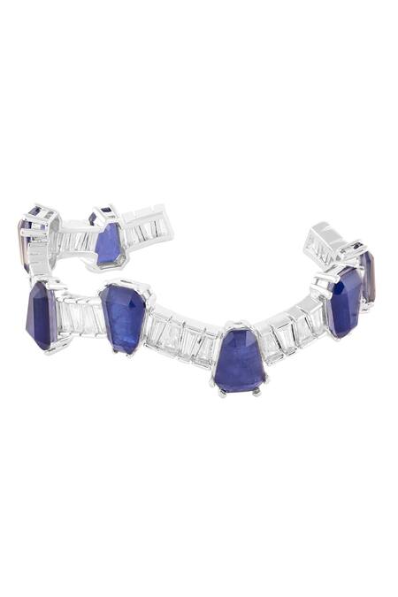 Isharya_Blue Stones, Crystals Harlow Sapphire Cuff Bracelet _Online_at_Aza_Fashions