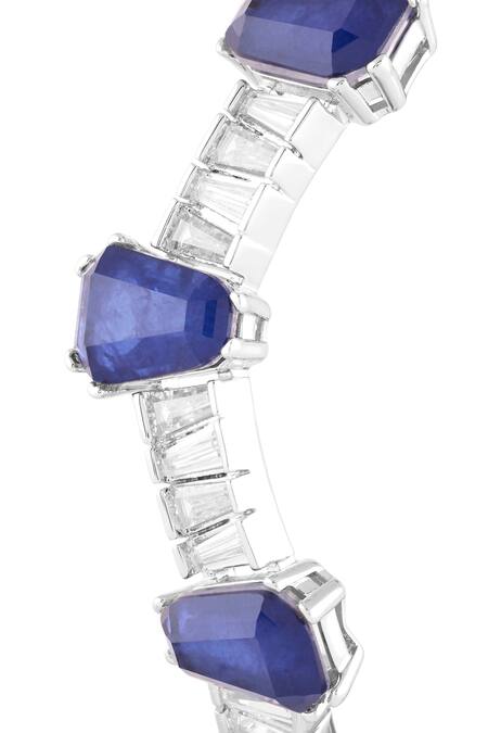 Buy_Isharya_Blue Stones, Crystals Harlow Sapphire Cuff Bracelet _Online_at_Aza_Fashions