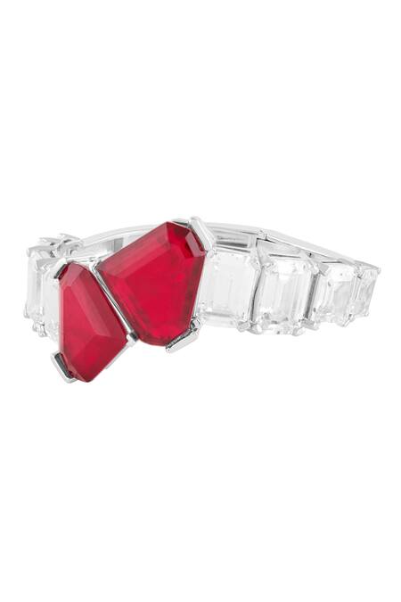 Isharya_Red Stones, Crystals Irisa Ruby Cuff Bracelet _Online_at_Aza_Fashions