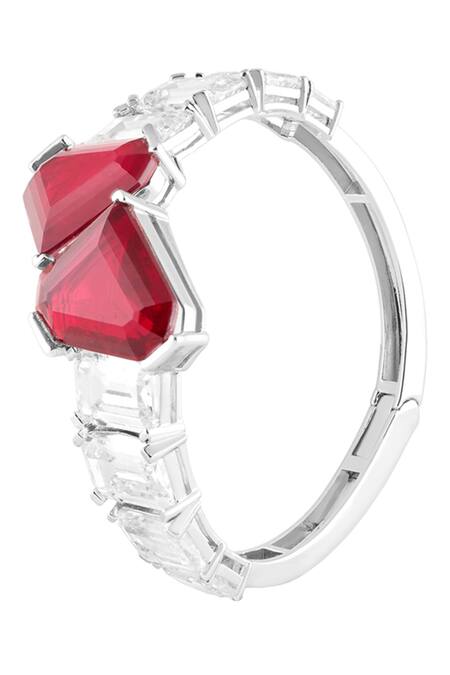 Buy_Isharya_Red Stones, Crystals Irisa Ruby Cuff Bracelet _Online_at_Aza_Fashions