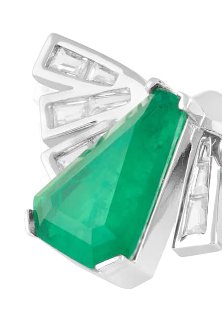 Buy_Isharya_Green Crystals, Gemstones Gatsby Emerald Studs _Online_at_Aza_Fashions