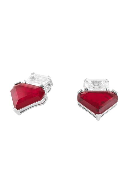 Isharya_Red Crystals, Stones Riviera Ruby Studs _Online_at_Aza_Fashions