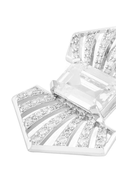 Buy_Isharya_Silver Plated Crystals, Stones Jazzline Deco Studs _Online_at_Aza_Fashions
