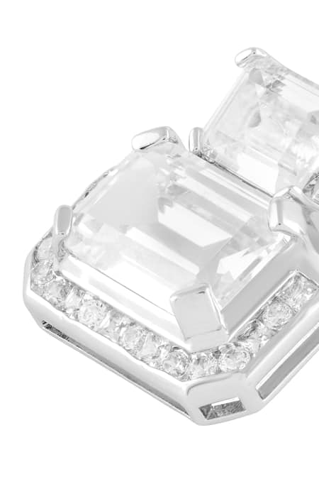 Buy_Isharya_Silver Plated Crystals Maison Moderne Studs _Online_at_Aza_Fashions