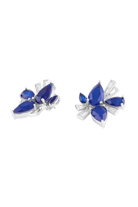 Isharya_Blue Crystals, Stones Octavia Sapphire Studs _Online_at_Aza_Fashions