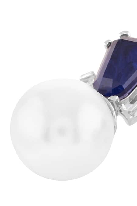 Buy_Isharya_Blue Crystals, Pearls, Stones Perla Sapphire Studs _Online_at_Aza_Fashions