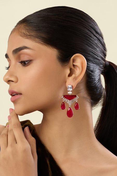 Isharya Angulaire Ruby Danglers 