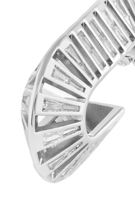 Buy_Isharya_Silver Plated Crystals, Faux Diamonds Rhombo Diamante Hoops _Online_at_Aza_Fashions