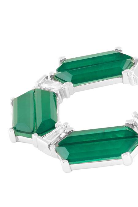 Buy_Isharya_Green Crystals, Stones Forme Embellished Earrings _Online_at_Aza_Fashions