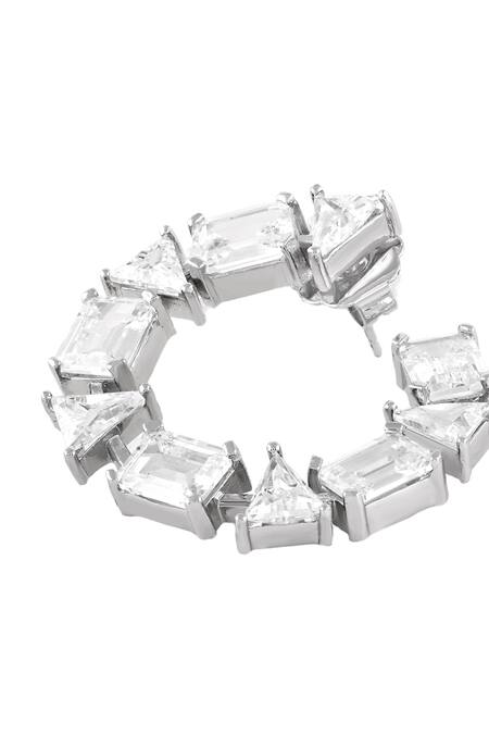 Buy_Isharya_Silver Plated Crystals, Stones Opaline Embellished Hoops _Online_at_Aza_Fashions