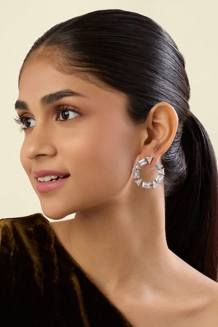 Isharya Opaline Crystal Embellished Hoops 